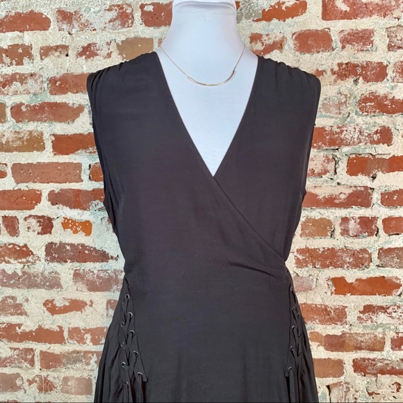 All Saints V Neck Wrap Front Dress Tiered Skirt - Picture 5 of 13